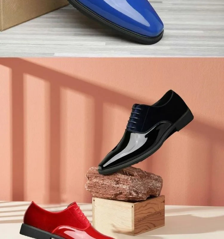 yellow blue red black oxford shoes man eleganti patent leather formal shoes man designer casual business wedding shoes for man