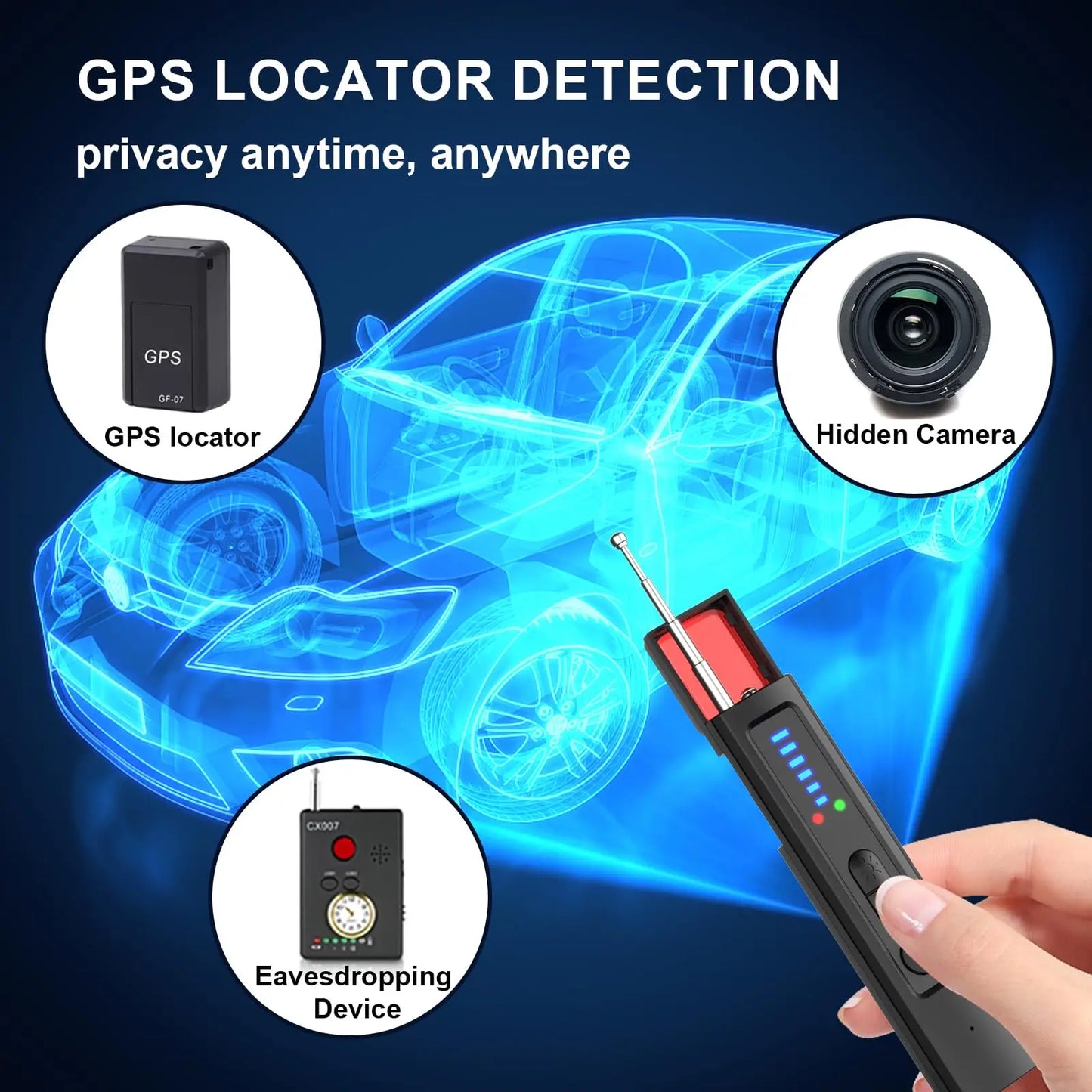 New 2025-2026  Hidden Camera Detector, Infrared Scanning, GPS & Eavesdropping Detection, Adjustable Sensitivity, for Hotel/Car/Room Privacy