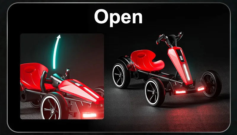 New Electric Racing Go Kart Foldable Design with Remote Control & Music, No installation required