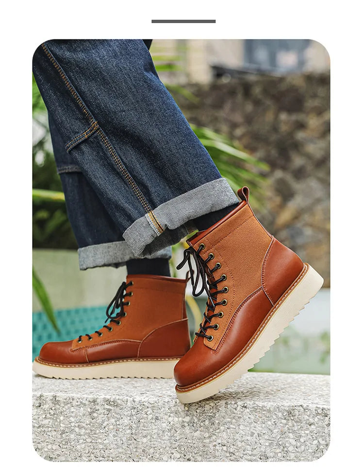 New Collection 2024-2025 Leather Boots Men's Retro Work Boots Lace Up Anti Slip Men's Boots Botas Masculino Chaussure Hommes Botas Para Hombre Botines Free gift after any purchase Free Laptop Stand