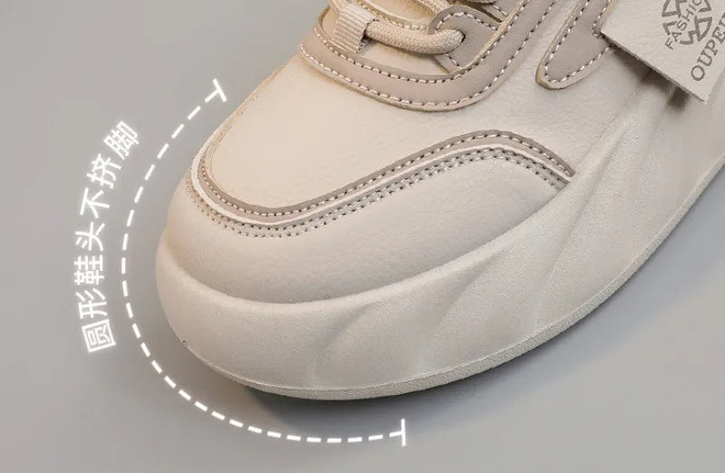 2024 New Chunky Women's Casual Flats Shoes Spring Trendy Comfortable Sneakers Youth Student Girls Board Shoes Small White Shoes