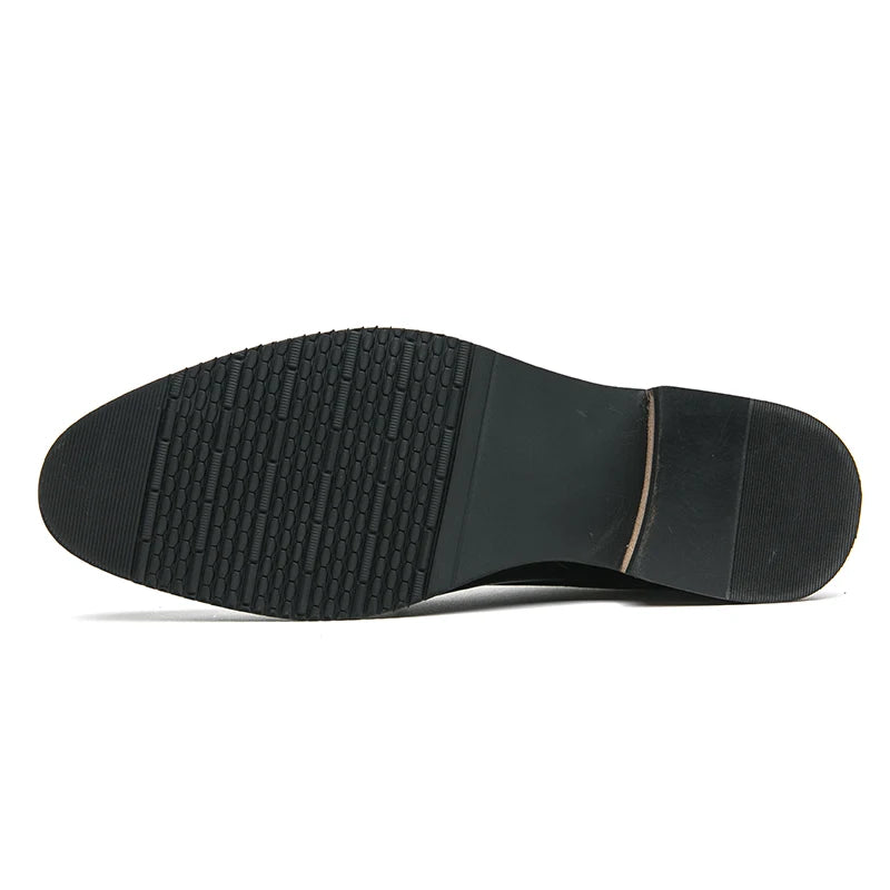 Luxury Soft Wood Heel Men's Fashion Business Leather Shoes Formal Dress Shoes Casual Derby Shoes Career Oxford Italy Style Shoes