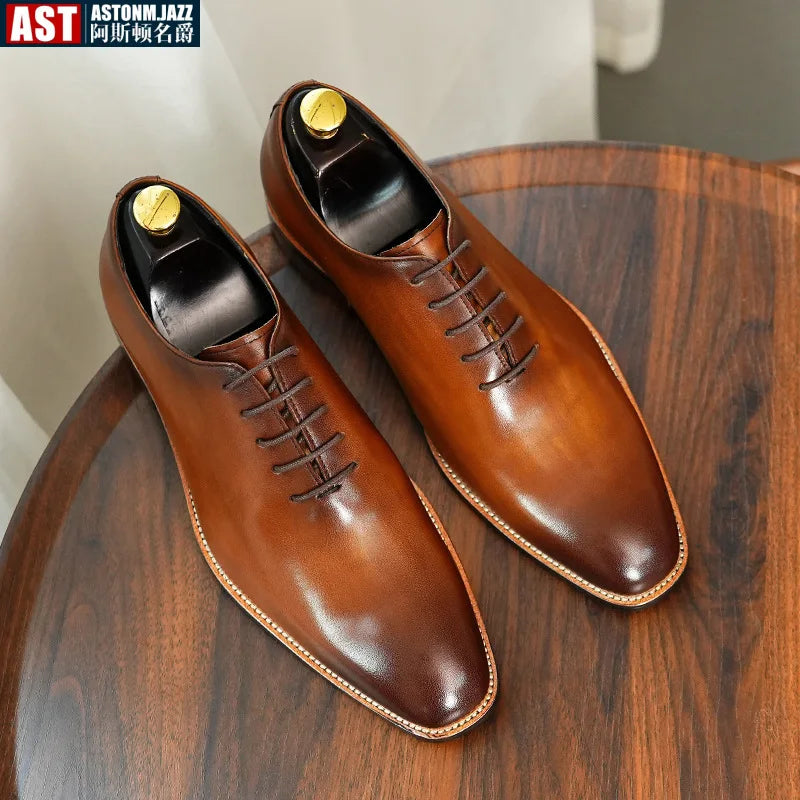 Brand New 2024-2025 Italian Men's Formal Shoes Luxury Genuine Leather Handmade Quality Comfortable Elegant Black Wedding Social Oxfords Shoes Man