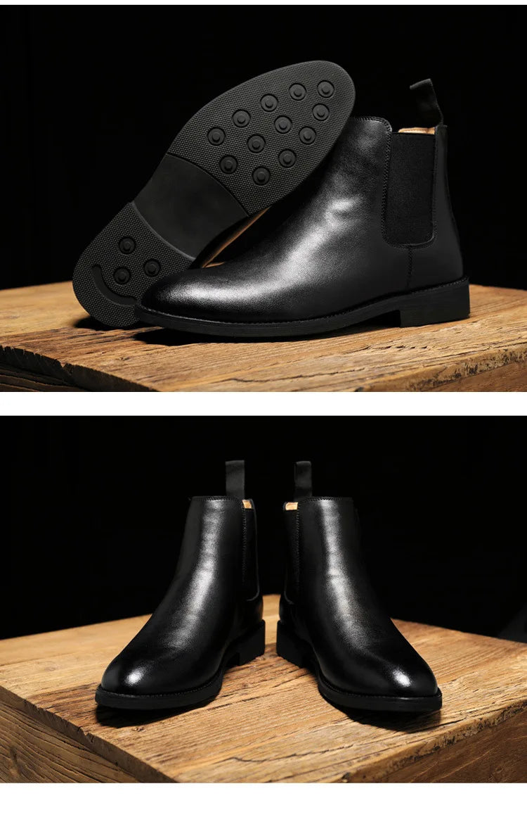 Luxury Designer New Autumn 2025  Winter Mens Pointed Suede Leather High Tops Dress Shoes For Male Formal Business Chelsea Ankle Boots