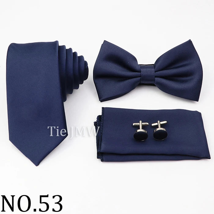 Hot Sale Pink Purple Sage Green Tie Set Polyester Necktie Bowtie Cufflink Brooch For Groom Suit Wedding Cravat Shirt Accessory