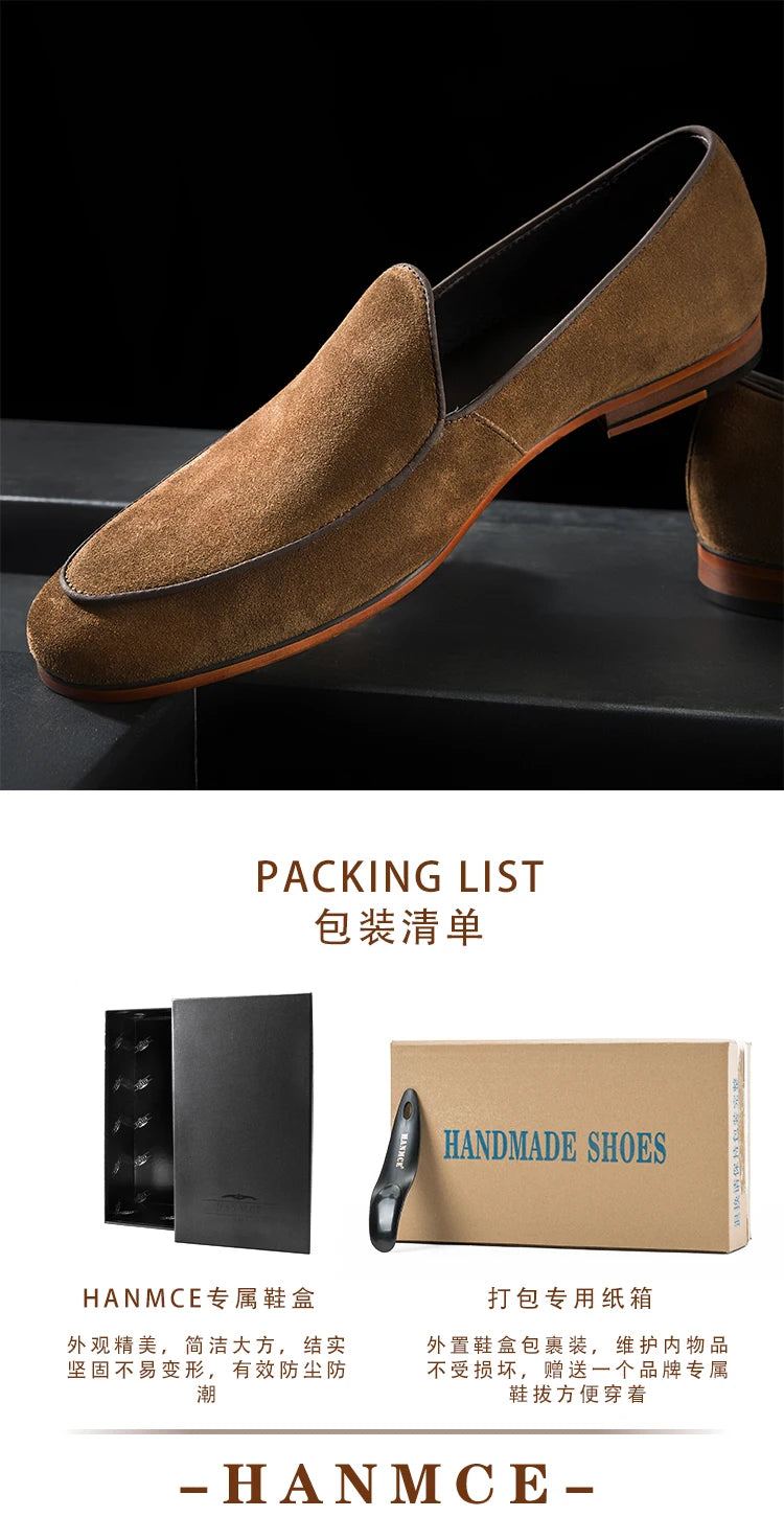 New 2024 Hanmce Fashion Sued England Casual Shoes Hand Made Luxury Loafers Genuine Leather Men Sapatos masculinos estilosos Toe shoes