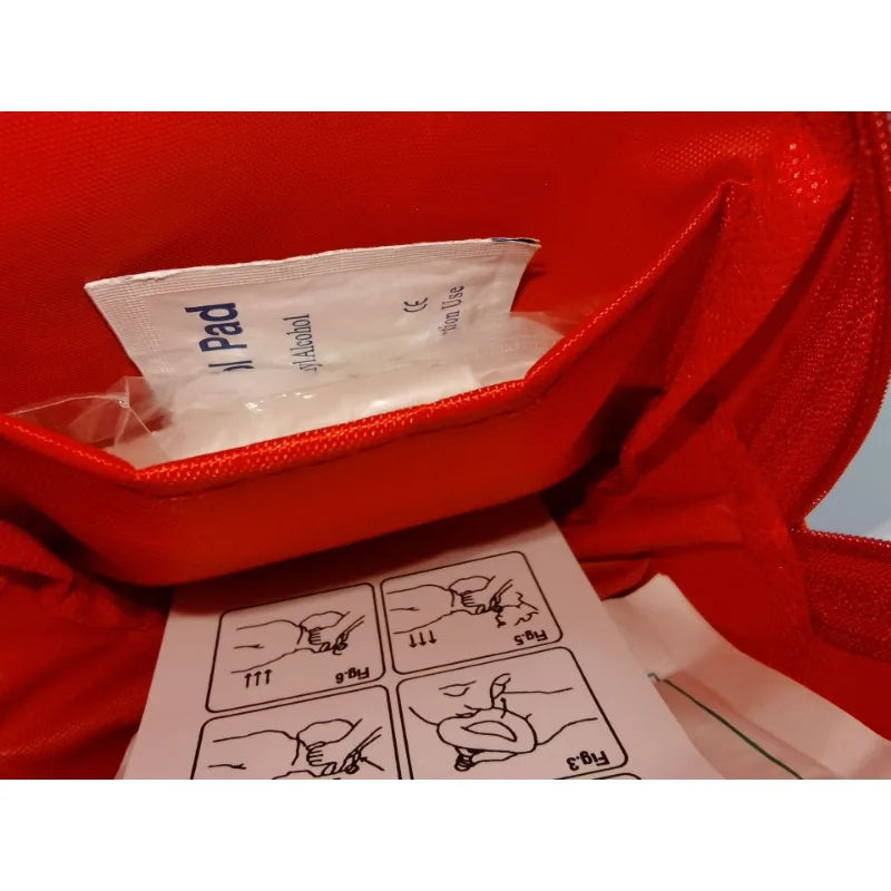 Portable Adult and Infant CPR Respirator First Aid Kit Resuscitation Mask Kit with One Way Valve and Belt Clip in Soft Red Case