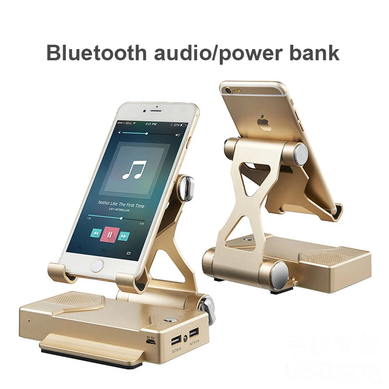 Metal Phone Holder Power Bank 10000mAh Bluetooth Speaker 3 in 1 Multifunctional Stand for Universal Mobile Phone
