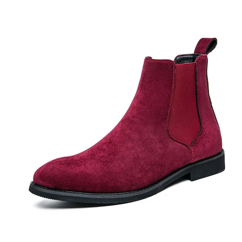 Trendy Brand 2025  British Style Men Boots High Top Slip On Suede Leather Ankle Boots Spring Autumn New Chelsea Boots Men Casual Shoes