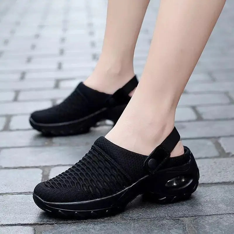 2024 New Summer Baotou After The Empty Net Surface Daily Drag A Slip-on Half Drag Air Cushion Women's Shoes Outside Penetration