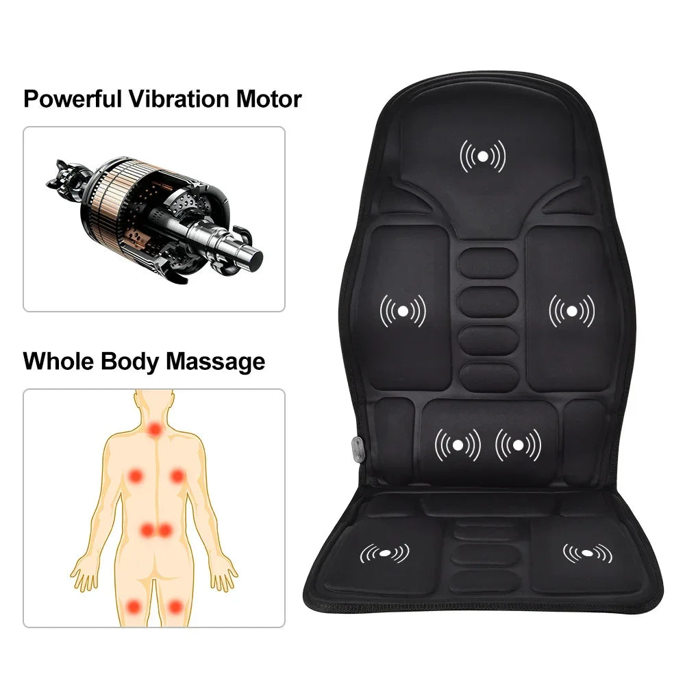 Car Home Office Massage Full-Body Back Neck Waist Therapy Heat 7 Motors Vibrate Heated Massage Electric Vibrator Cushion Seat