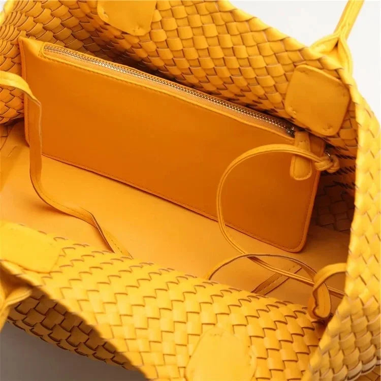 Luxury Woven Tote Women's Handbags Designer Large Shoulder Bags for Women 2025 Fashion PU Shopper Purses Composited Bags Clutch