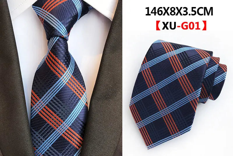 Men's Fashion Tie 8cm Silk Classic Necktie Yellow Blue Plaid Striped Flower Ties Business Wedding Mans Neckwear Gift Accessories