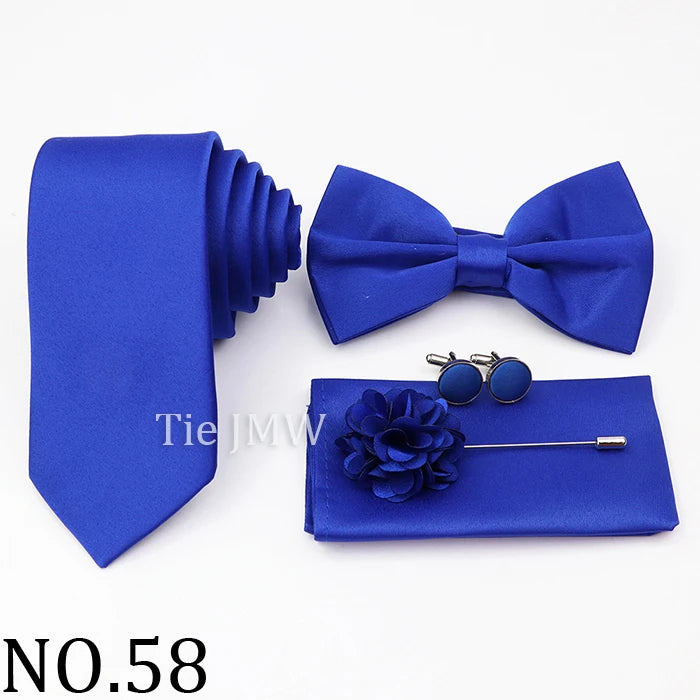 Hot Sale Pink Purple Sage Green Tie Set Polyester Necktie Bowtie Cufflink Brooch For Groom Suit Wedding Cravat Shirt Accessory