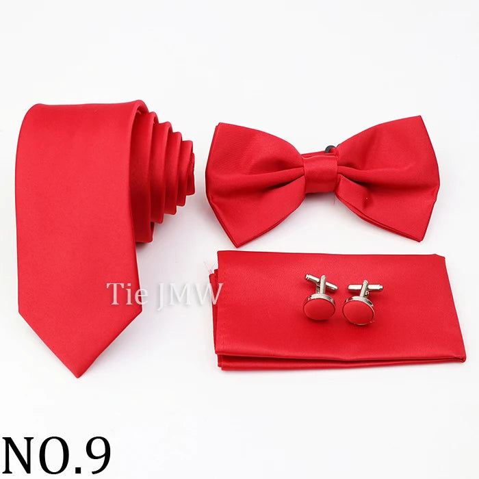 Hot Sale Pink Purple Sage Green Tie Set Polyester Necktie Bowtie Cufflink Brooch For Groom Suit Wedding Cravat Shirt Accessory