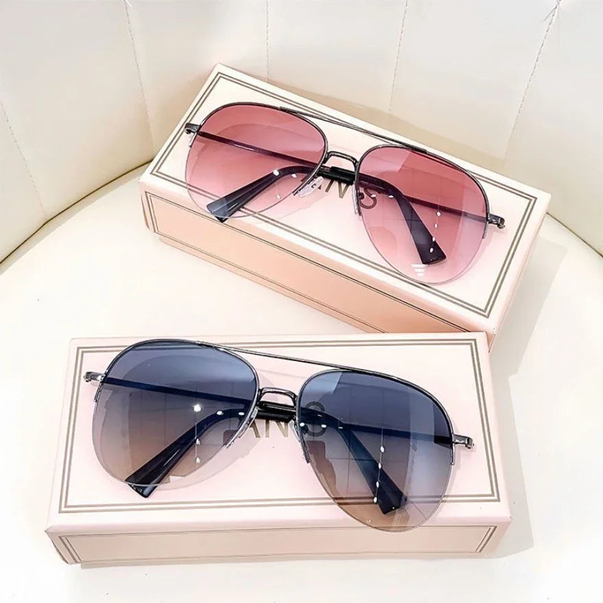 Summer Summer Time is here Fashion Gradient Sunglasses for Men Big Frame Pilot Sun Glasses Design Anti-reflective Lunette De Soleil Homme UV400 (No Box)