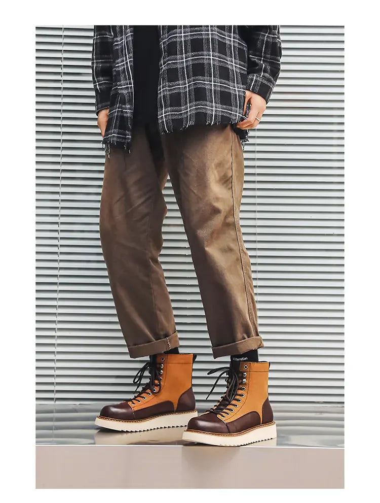 New Collection 2024-2025  Brand Men Genuine Leather  Boots 2024 Men Brand Comfortable Retro British Style Work Outdoor Ankle Classic Handmade Boots Buy one boots Get a free Laptop stand