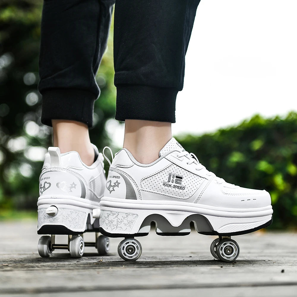 Roller Skates Running Sneakers Women's Roller Skates Adult Children Unisex Roller Skates Transformer Parkour Shoes 4 Wheels