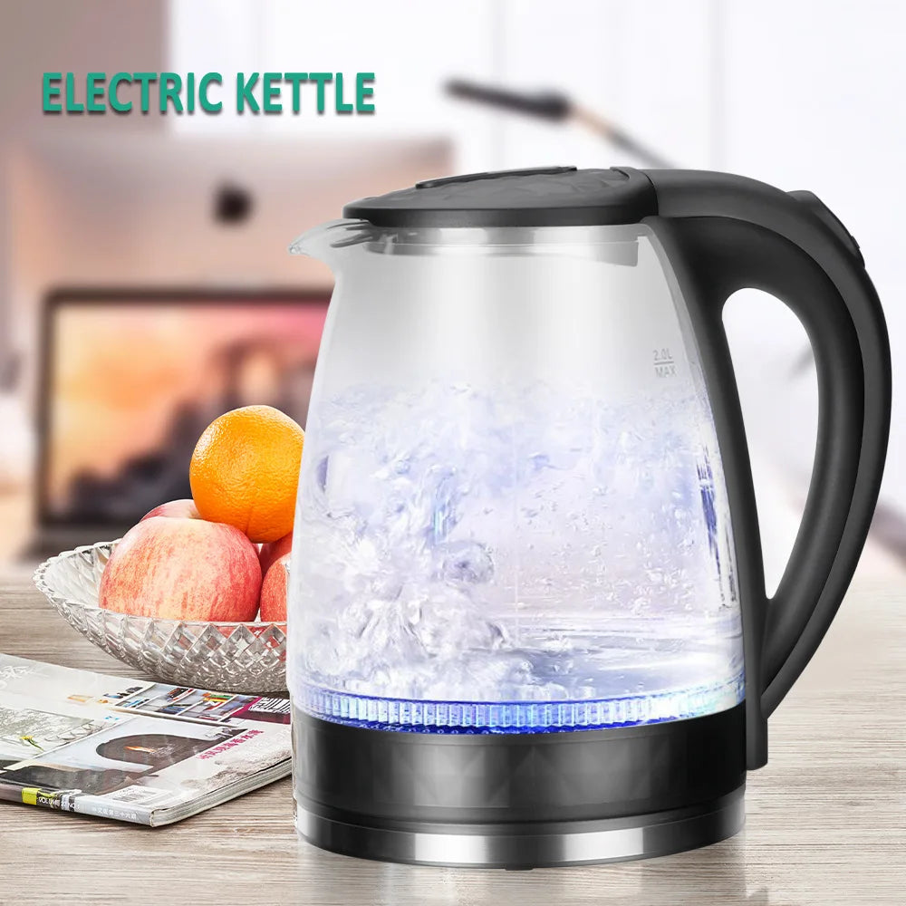New 2024  2L Electric Glass Kettle With 2000W Kitchen Appliances Keep Warm Function Electric Boiling Tea Pot 110-220V