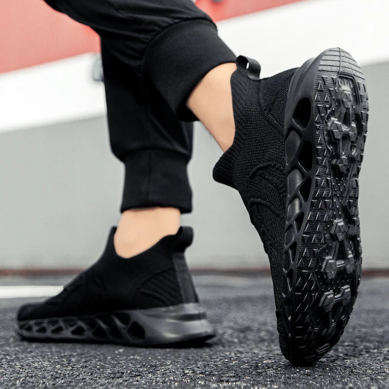 Big Size 40-47 Men Tennis Sport Shoes Breathable Mesh Sock Sneakers Slip-on Walking Footwear Super Light Trainer Tenis Masculino