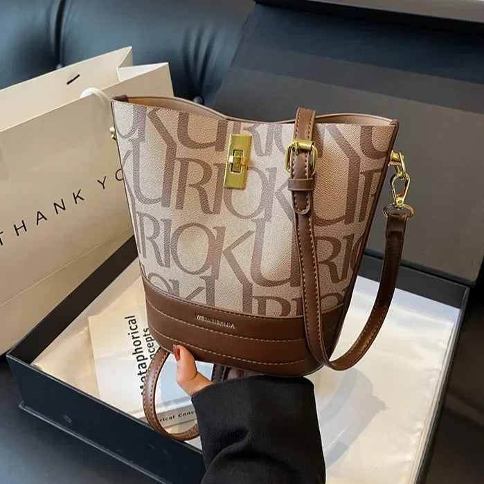 New Collection 2024-2025 Fashionable Retro Bucket Bag New High-capacity Printed Single Shoulder Crossbody Bag  High-quality Designer Handbag for Women FREE  SHIPPING