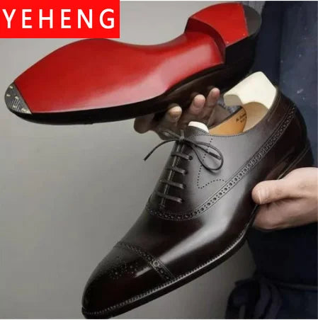 Our New Collections 2024-2025 Men's Formal  Shoes Red Sole Fashion Business Casual Party Banquet Daily Retro Carved Lace-up Brogue Dress Wedding Shoes Size 48