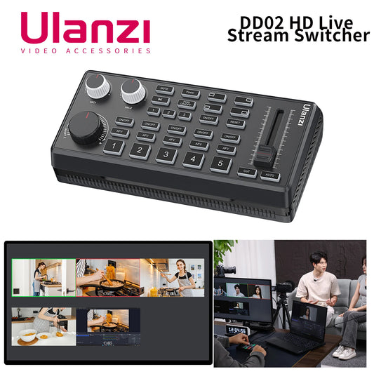 Ulanzi DD02 Live Video Switcher 4 CH HDMI Streaming 4K HD Screen For YUY2 MJPEG Capture Format Live Streaming Tool Video Mixer