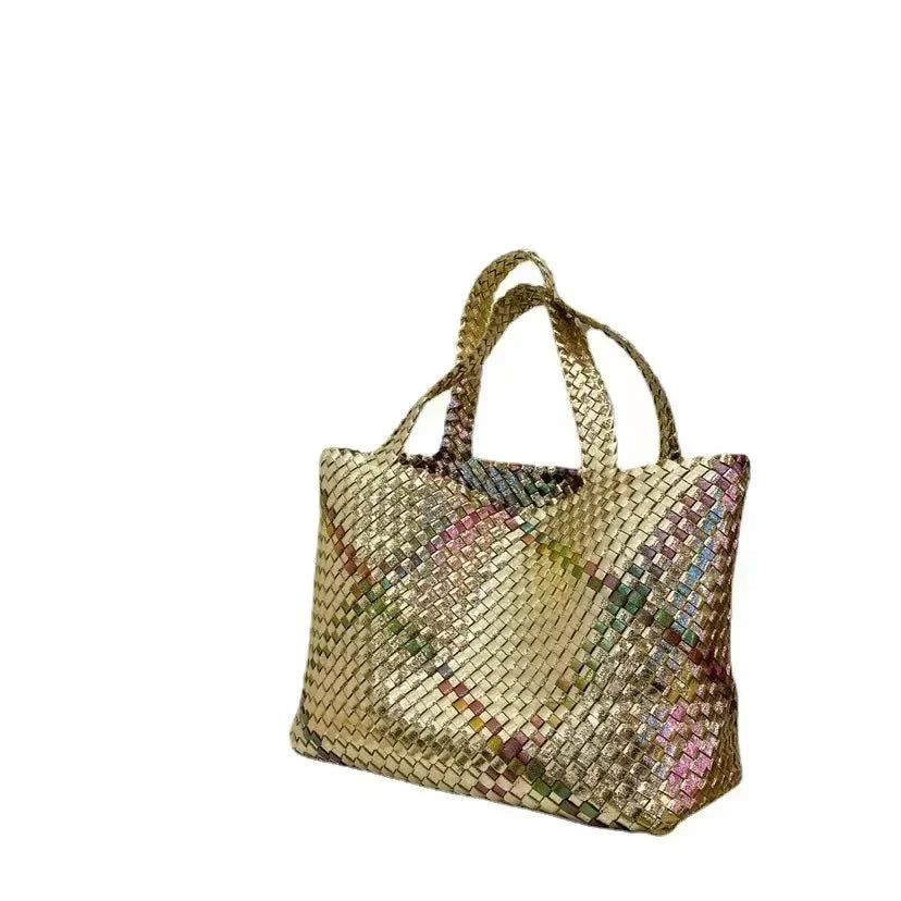 Luxury Woven Tote Women's Handbags Designer Large Shoulder Bags for Women 2025 Fashion PU Shopper Purses Composited Bags Clutch
