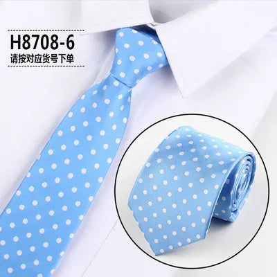 Brand New 2025 Fashion Dot Tie For Mens 8CM Necktie Business Formal Polka Dot Necktie Wedding Gift Orange Blue Red Tie Accessories Gravatas