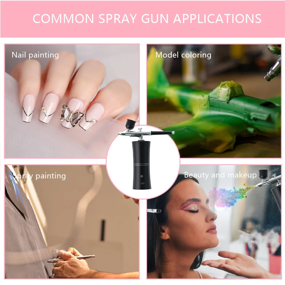 Wireless Portable Airbrush Kit with Compressor Electrical Handheld Spray Gun Coloring Tattoo Graffiti Graphic Model Power Tools