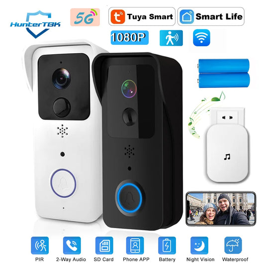 5GHz 2.4GHz Wireless WIFI Doorbell 1080P Video Intercom Door Bell with Camera Tuya Smart PIR Motion Detection Home Security Bell