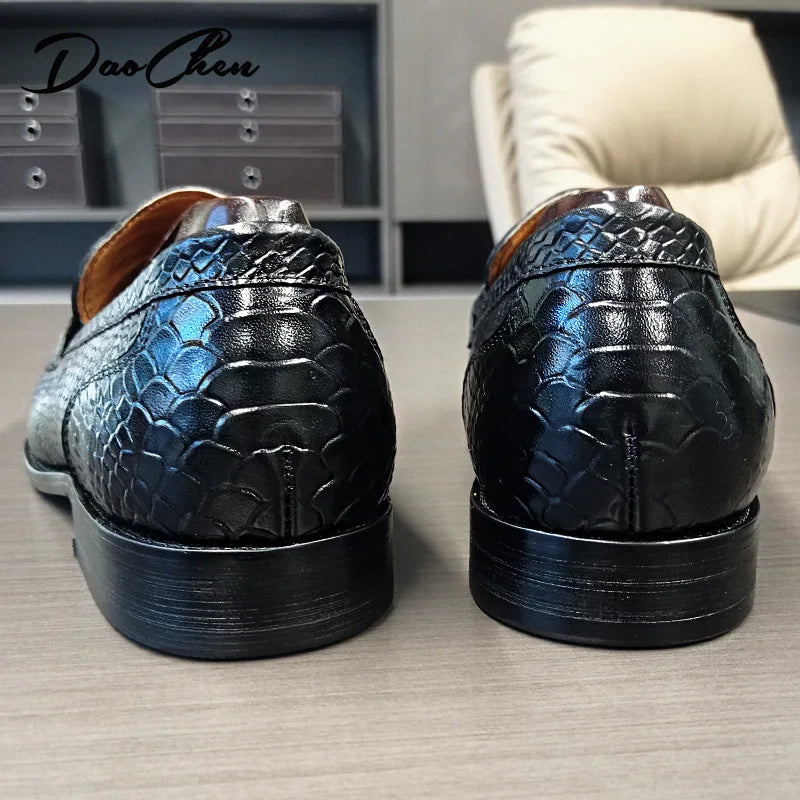 OUR 2025 NEW Collection LUXURY BRAND LEATHER SHOES BROWN BLACK SLIP ON SNAKE PRINT MEN'S CASUAL SHOES WEDDING OFFICE casual loafers men