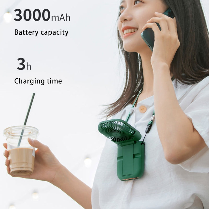 Quiet Personal Fan, Portable Hands Free Neck Fan,Adjustable USB Rechargeable Small Fan 3000mAh Power Bank Personal