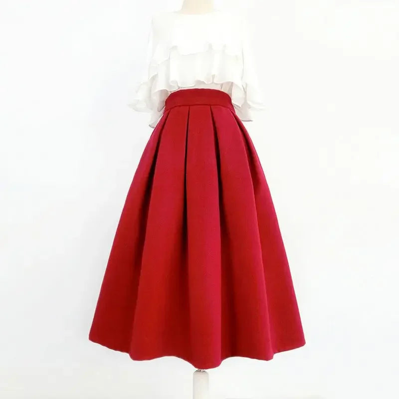 2024 Casual Trend Vintage Slim Women's Elegant Party Skirt Autumn High Waist Zipper Pocket Ball Gown Pleated Skirt New C79