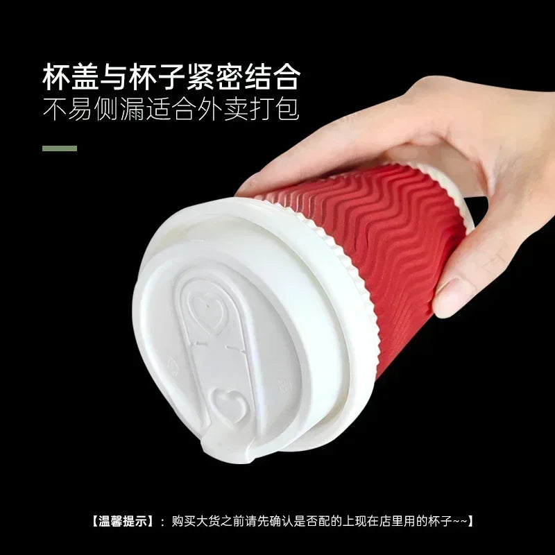100pcs 90 Caliber Matte Cup Cover Disposable Coffee Milk Tea Take-out Food Packing Cup Lid Leak Proof Clear Plastic Cups Lid