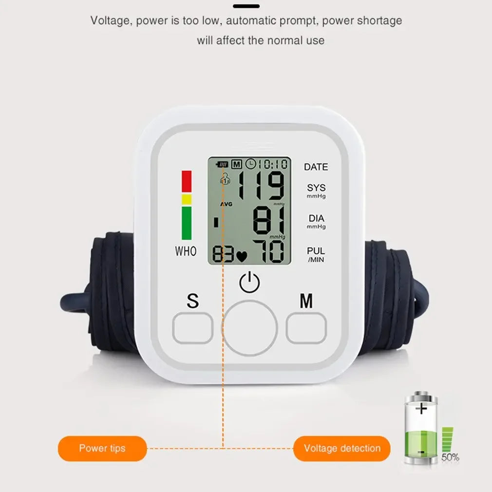 LCD Portable Health Care Pulse Meter BP Monitor Automatic Digital Arm Blood Pressure Monitor Tonometer Meter Sphygmomanometer
