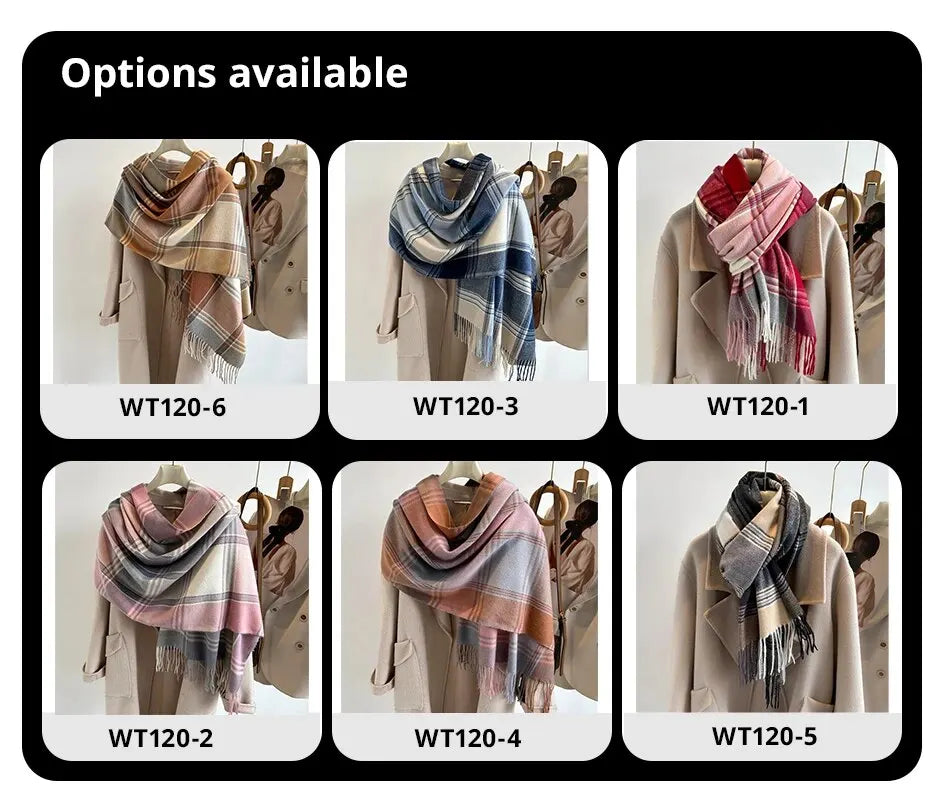 2025 Warm Plaid Cashmere Shawl Poncho Winter Scarf Luxury Print Blanket Pashmina Wraps Bufanda With Tassel Casual Stoled Echarpe