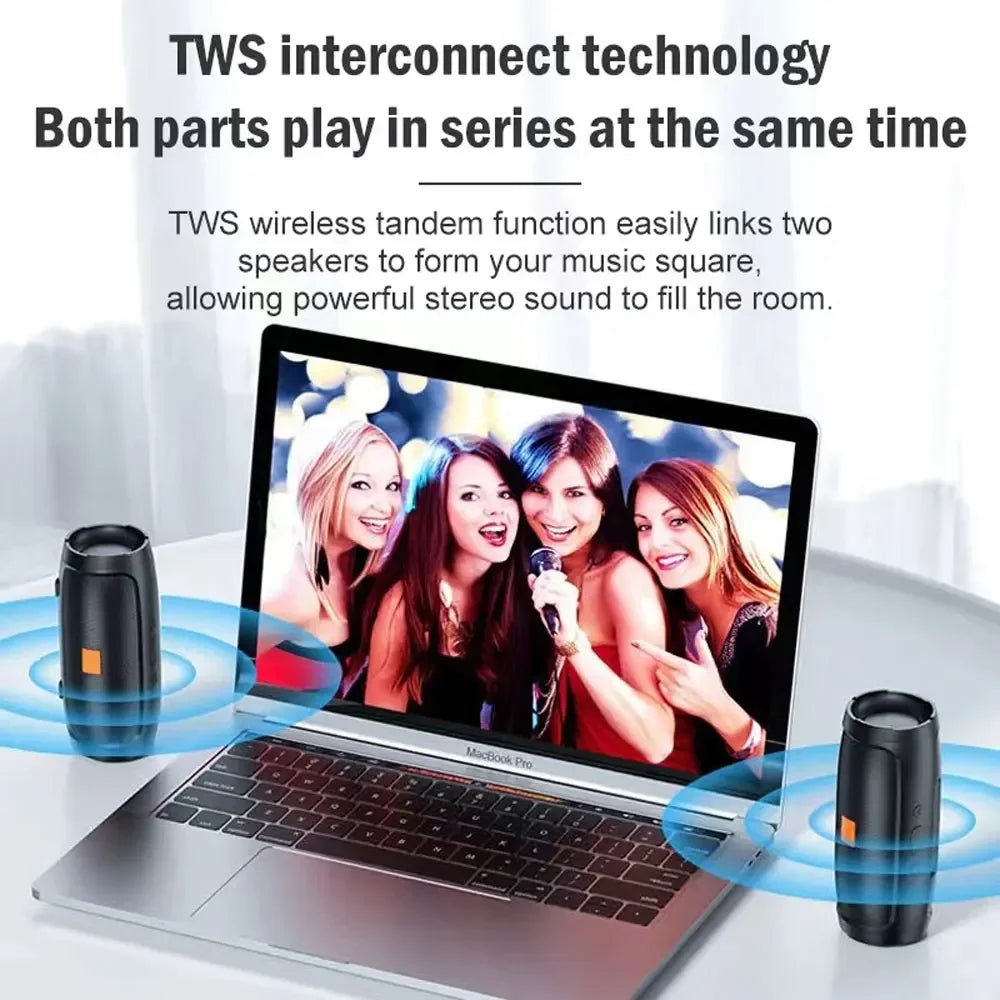 2024 Bluetooth Speaker Dual Speaker Stereo Outdoor Tfusb Playback Voice Broadcasting Portable Subwoofer 50 Wireless Speaker