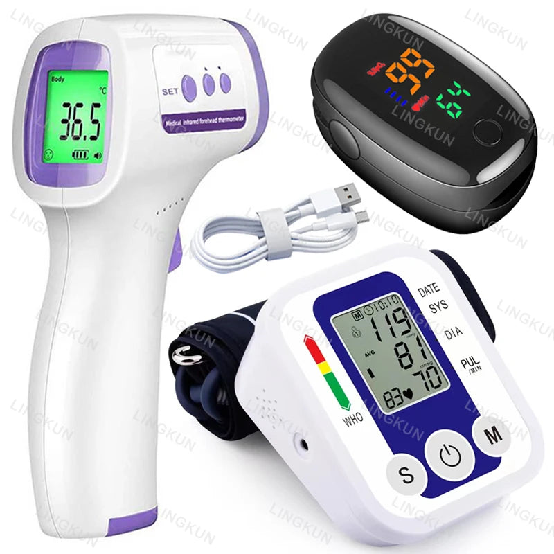 Digital Arm Blood Pressure Test Kit Cuff Sensor Monitor BP Automatic Pressure Tonometer Tensiometer Heart Rate Pulse Meter