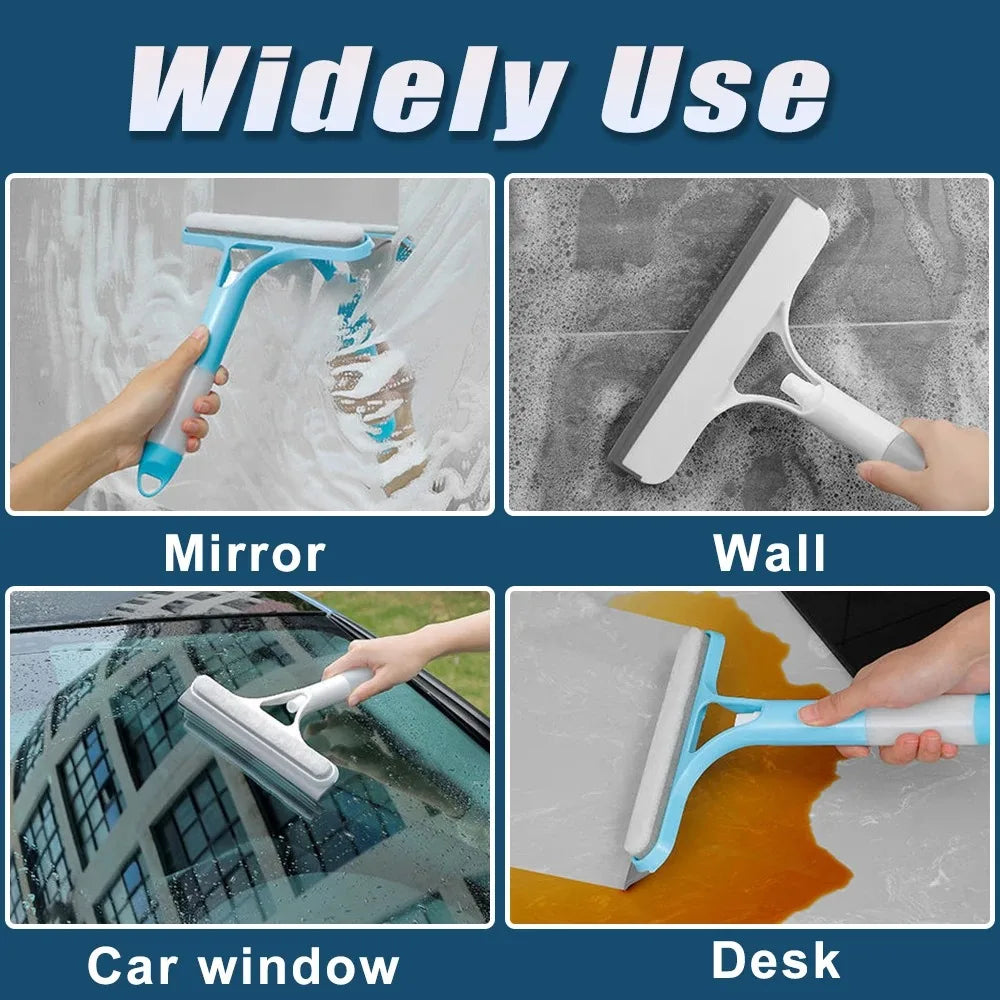 3 in 1 Car Glass Cleaning Wiper Microfiber Scrub with Spray Bottle Car Door Window Cleaner Squeegee Multi Function