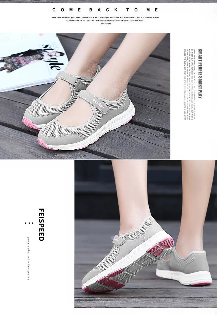 2024 Summer Women Casual Shoes Soft Portable Sneakers Walking Shoes Flat Soles for Women Breathable Slip on White Shoes