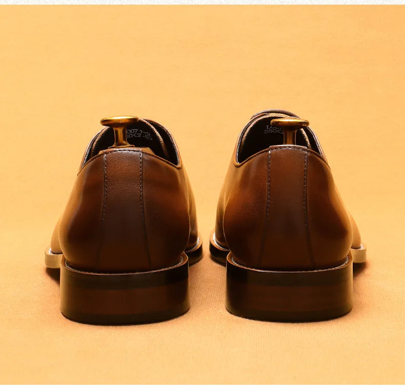 2024-2025 Italian Design Genuine Leather Shoes for Men Business Shoes Lace Up Oxfords Male Wedding Dress Shoes Men Plus Size 37-46