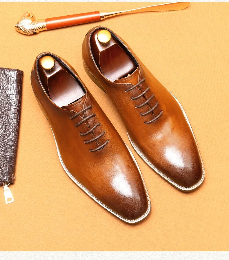 Brand New 2024-2025 Italian Men's Formal Shoes Luxury Genuine Leather Handmade Quality Comfortable Elegant Black Wedding Social Oxfords Shoes Man