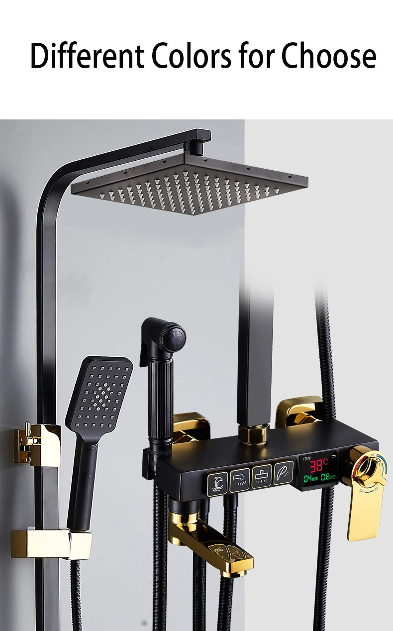 New 2024-2025 Chrome Digital Bathroom Shower System for Bathroom Accessories Brass Bathroom Mixer Faucet Thermostatic Digital Shower Set Plus FREE SHIPPING