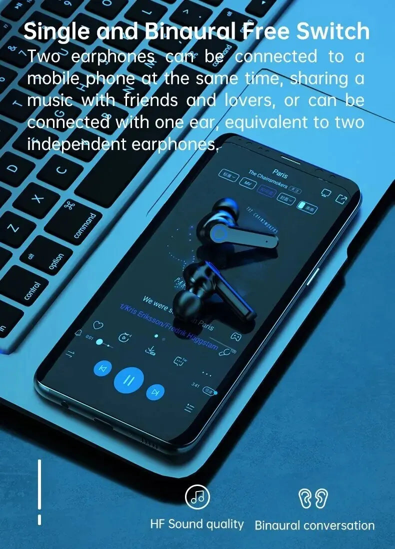 M19 Bluetooth Headset Wireless Tws Gaming Support Noise-cancelling Touch In-ear Mini Emergency Power Bank Headset - FREE LAPTOP STAND IS OFFER