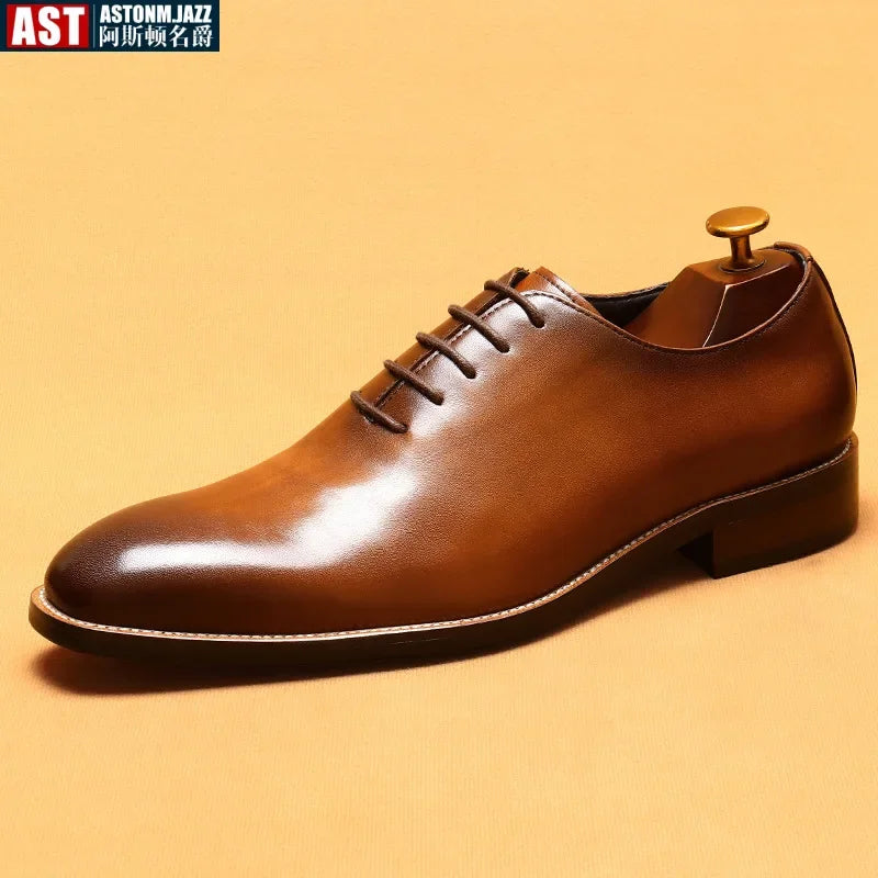 2024-2025 Italian Design Genuine Leather Shoes for Men Business Shoes Lace Up Oxfords Male Wedding Dress Shoes Men Plus Size 37-46