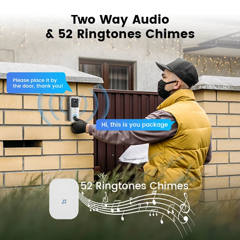 5GHz 2.4GHz Wireless WIFI Doorbell 1080P Video Intercom Door Bell with Camera Tuya Smart PIR Motion Detection Home Security Bell