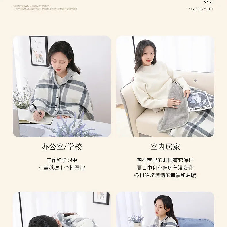 New 2024 Home Decor Wearable Warm Plaid Thin Blanket Fleece Blankets with Button Thicken Winter Warm Throw Blankets for Beds Sofa