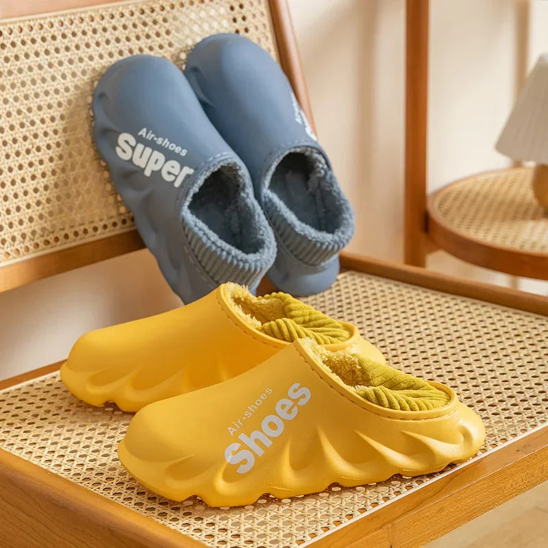 2024-2025 Winter Men Indoor Warm Slippers Plush Waterproof Anti Slip Cotton Shoes for  Women Slip-on Casual Snow Walking Loafers - FREE SHIPPING