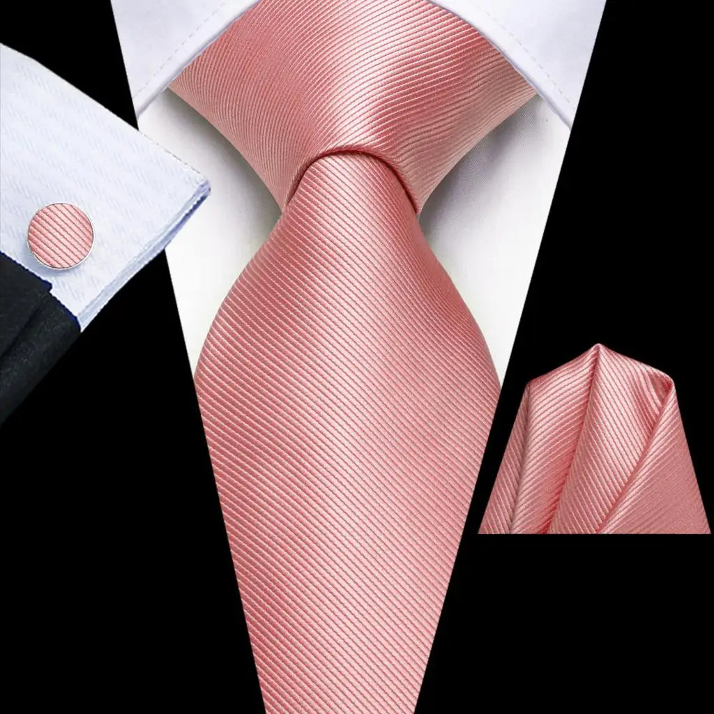 Hi-Tie Solid Green Orange Mens Fashion Necktie Handkerchief Cufflinks for Tuxedo Accessory Classic Silk Luxury Tie for Man Gift